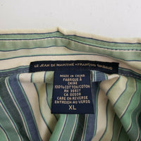 Vintage Le Jean De Marithe + Francois Girbaud Embroidered Striped Shirt Mens XL