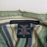 Vintage Le Jean De Marithe + Francois Girbaud Embroidered Striped Shirt Mens XL