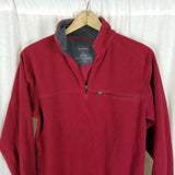 LL Bean Fleece 1/4 Zip Pullover Sweater Jacket Mens S Sweatshirt Henley Red