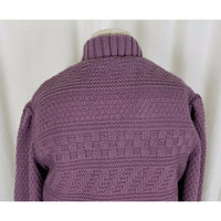 Vintage Outer Scene Faux Shearling Knit Snap Up Sweater Jacket Womens L Purple