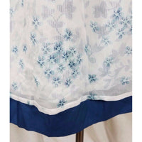 J.Jill Petites Blue Floral Silk Sheer Tulle Skirt Womens 8P Pleated Twirl Cotton