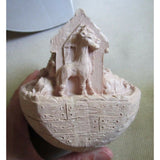 Vintage Wood World Paintable Noahs Ark Unfinished Ceramic Bisque USA 5 Inches