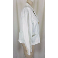 LL Bean Petites White Corduroy Button Up Fit & Flare Blazer Jacket Womens sz 16P