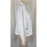 LL Bean Petites White Corduroy Button Up Fit & Flare Blazer Jacket Womens sz 16P