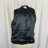 Chico's Linen Embroidered Pointed Vest Womens 1 M Half Belted Back Zip Up Black