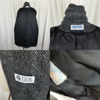 Vintage JG Hook Wool Herringbone Tweed Peacoat Car Coat Womens XL Black White