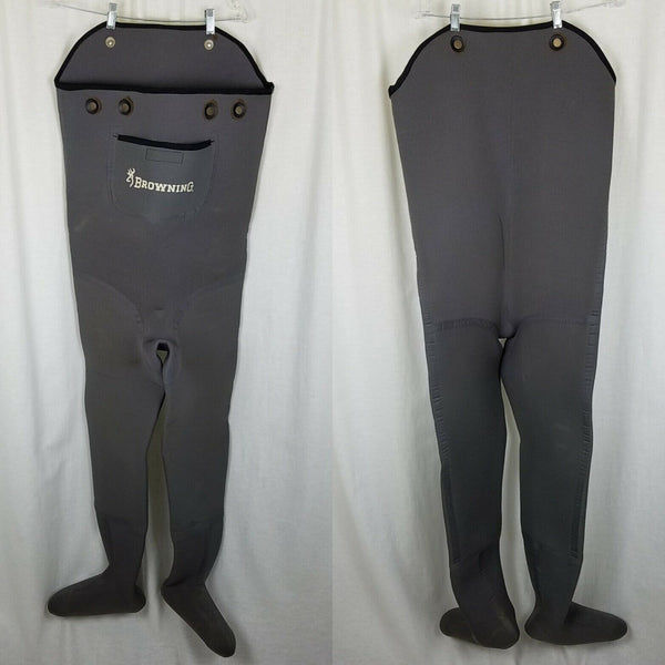 Vintage Browning Neoprene Soft Foot Fishing Chest Waders Mens Large River Korea