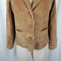 LL Bean Stretch Riding Equestrian Corduroy Blazer Jacket Womens 4P Light Brown
