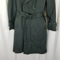 Military Issue Army Serge Green Wool Overcoat AG-44 Peacoat Trench Coat Mens 38S