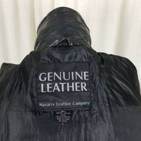 Navarree Leather Black Belted Patchwork Piecework Coat Jacket Womens L High Neck