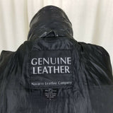 Navarree Leather Black Belted Patchwork Piecework Coat Jacket Womens L High Neck