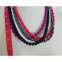 Multistrand 5 Strand Faux Pearls Colorful Statement BEADED NECKLACE Contemporary