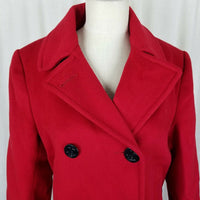 Talbots Double Breasted Red Winter Wool Military Short Peacoat Jacket Womens 2P