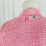 LL Bean Long Boucle Waffle Open Front Wrap Cotton Cardigan Sweater Womens M Pink