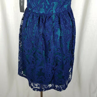 Ivy + Blu Lace Overlay Fit & Flare Twirl Dress Womens 8 Summer Mini Sundress NWT