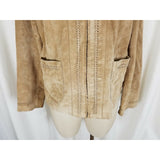 B.T. Limited Brushed Leather Suede Braided Trim Jacket Womens L Full Zip Up