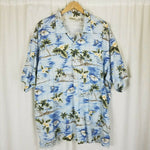 Vintage LL Bean Hawaiian Island Camp Shirt Swordfish Sea Planes Hibiscus Mens XL