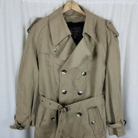 Vintage Botany 500 Insulated Belted Military Trench Coat Mens 40R Faux Fur Liner