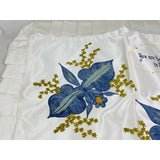 Vintage White Silk Satin Germany Mother Son Souvenir Pillow Cover Sham 1964 Blue