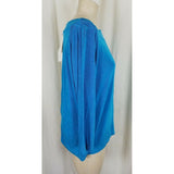 NWT QVC Style Citiknits Stretch Top Tunic Shirt Womens XL Blue Scoop Neck Ribbed