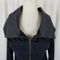Guess Funnel Cowl Neck Shawl Collar Zip Up Sweatshirt Sweater Jacket Womens M