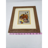 Southwestern Wood Framed Needlepoint 3D Raised Picture Native Artwork 13x11 Mat