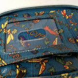Sakroots Blue Wristlet Zippered Wallet Bifold Mini Purse FLORAL DENIM Look Strap