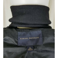 Banana Republic Black Wool Peacoat Coat Mens S Placket Front Charcoal Preppy