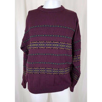 Burrati Uomo Knit Pure New Wool Nordic Ski SWEATER Pullover Ireland Red Mens L