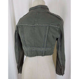 Anthropologie Mystree Cropped Military Band Jacket Blazer Womens M Olive Green