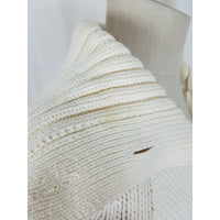 Liz Claiborne Henley Knit Sweater Cotton Shawl Collar Funnel Neck Womens M Cream