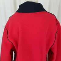 Maralyce Ferree Boutique Fleece Zip Pleated Jacket Womens L Maine USA Red Black