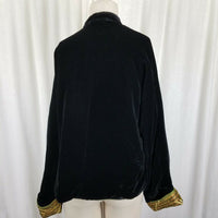 Vintage Reversible Black Velvet Frog Closures Jacket Chinese Metallic Womens L