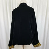 Vintage Reversible Black Velvet Frog Closures Jacket Chinese Metallic Womens L