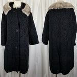 Vintage Lustrelam Persian Lambs Wool Fur Muff Collar MCM Peacoat Coat Womens M