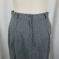 Hannington Boston Gray Wool Flat Front Straight Pencil Skirt Womens 14 Vintage