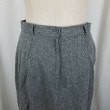 Hannington Boston Gray Wool Flat Front Straight Pencil Skirt Womens 14 Vintage