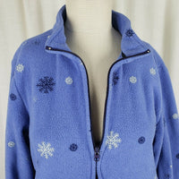 Woolrich Snowflake Full Zip Up Fleece Jacket Womens M Blue John Rich & Bros USA