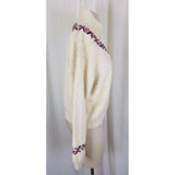 Vintage LL Bean Funnel Neck Shawl Collar Knit Sweater Womens M Winter White USA