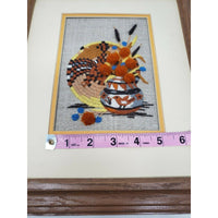 Southwestern Wood Framed Needlepoint 3D Raised Picture Native Artwork 13x11 Mat