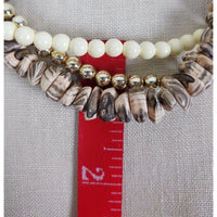 Multi-strand Faux Silver Ivory Pearls Shell Look Beads Beaded Necklace Jewelry