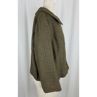 Vintage Salvatore Costanzo Wool Tweed Swing Jacket Blazer Designer Womens M Tan