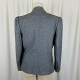 David Benjamin Gray Wool Collarless Wrap Blazer Jacket Womens 12 Vintage 80s