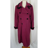 Spiegel Wool Velvet Long Maxi Double Breasted Peacoat Coat Womens 12P Raspberry