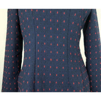 NWT Xian Dong Polka Dotted Woven Brocade Dress Womens S Korea Fit & Flare Navy