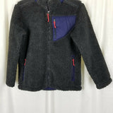 LL Bean Sherpa Shearling Berber Fleece Jacket Boys Kids M 10 12 Gray Deep Pile