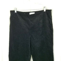 Talbots Classic Side Zip Black Velvet Brushed Cotton Pants Womens 16 Flat Front