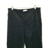 Talbots Classic Side Zip Black Velvet Brushed Cotton Pants Womens 16 Flat Front