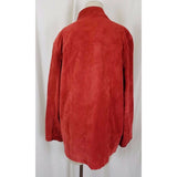 St. John's Bay Washable LEATHER Suede Full Button Up SHIRT JACKET Womens L Red