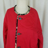 Vintage Reversible Quilted Artsy Jacket Blazer Womens L Handmade Black Red 90s